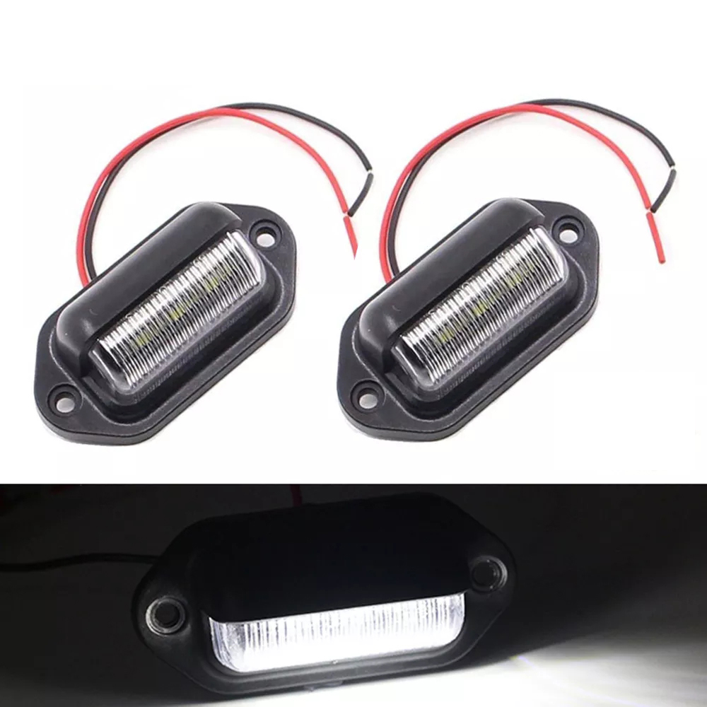 1 Pair Car Number Plate Light 12V 6 SMD LED License Plate Lamp Light for Truck SUV