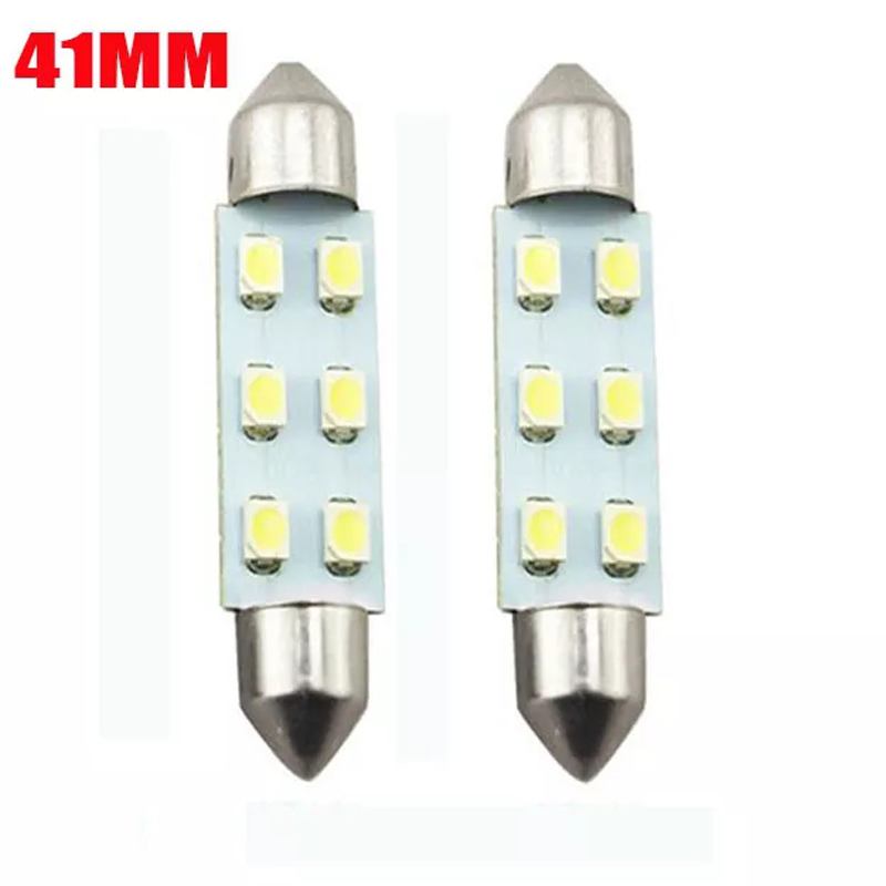 1 Pair 31mm 36mm 39MM 41mm 6SMD 1210 LED Festoon Dome C5W Car Interior Reading Light Bulbs 12V