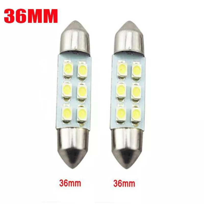 1 Pair 31mm 36mm 39MM 41mm 6SMD 1210 LED Festoon Dome C5W Car Interior Reading Light Bulbs 12V