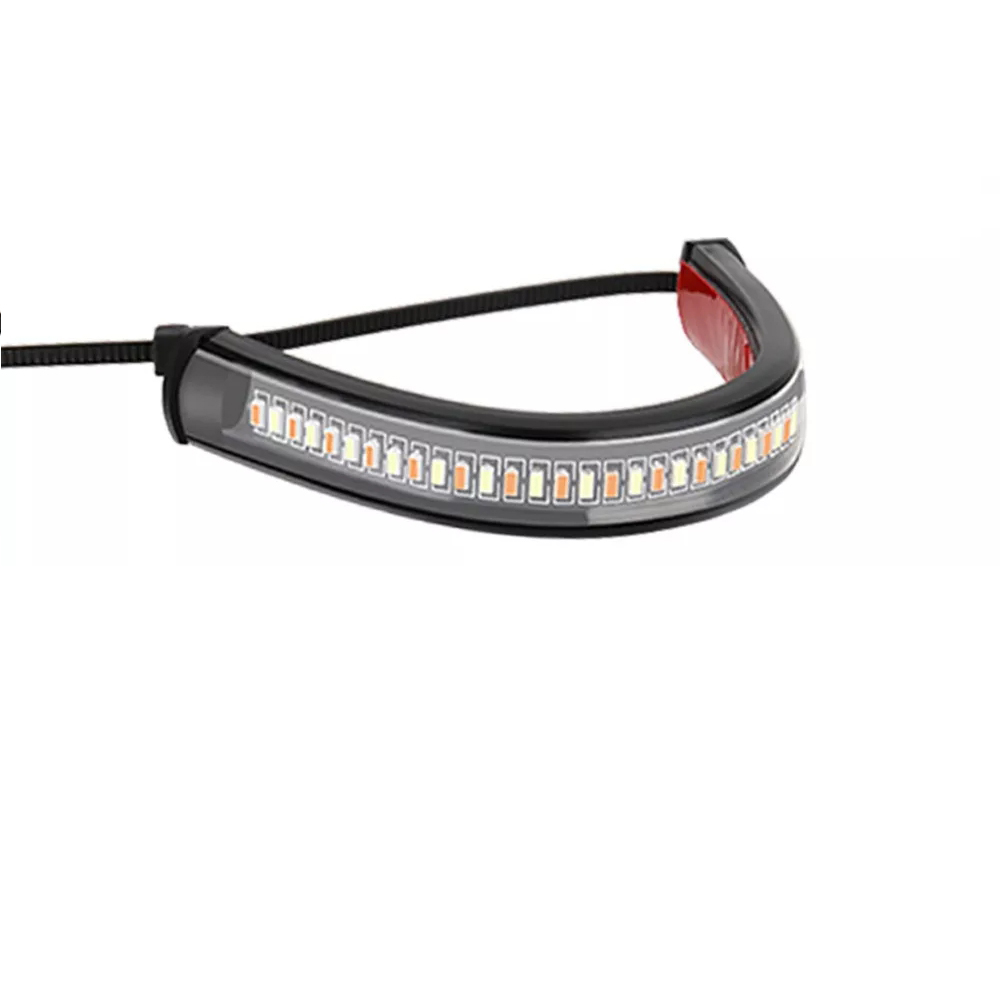 LED Motorcycle Turn Signal Light DRL Amber White Moto Flashing Ring Fork Strip Lamp