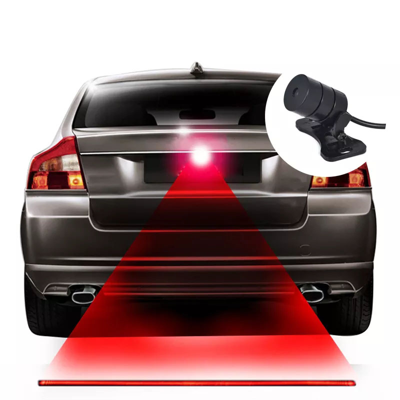 Car Auto LED Red Line Anti Collision Rear-end Laser Tail Fog Light Auto Brake Parking Lamp Rearing Warning Light