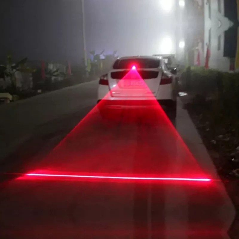 Car Auto LED Red Line Anti Collision Rear-end Laser Tail Fog Light Auto Brake Parking Lamp Rearing Warning Light