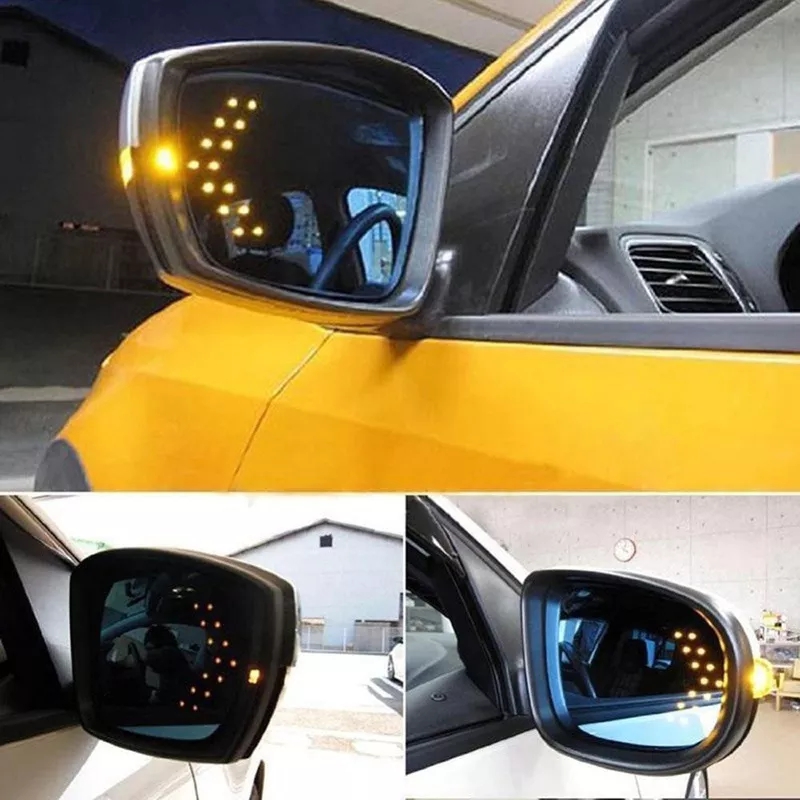 1 Pair LED Rearview Mirror Panel Light DIY Mirror Indicator Turn Signal Light Rearview Mirror Light