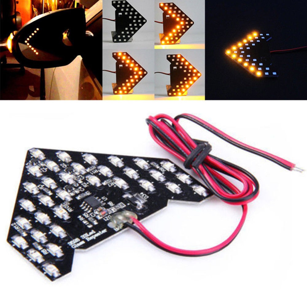1 Pair Fashion Panel Car Side Mirror New 33SMD LED Low Consumption High Bright Turn Signal Light 12V