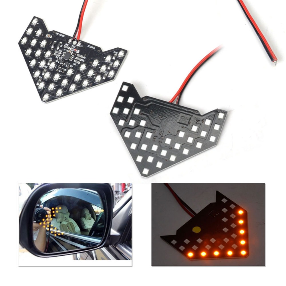1 Pair Fashion Panel Car Side Mirror New 33SMD LED Low Consumption High Bright Turn Signal Light 12V