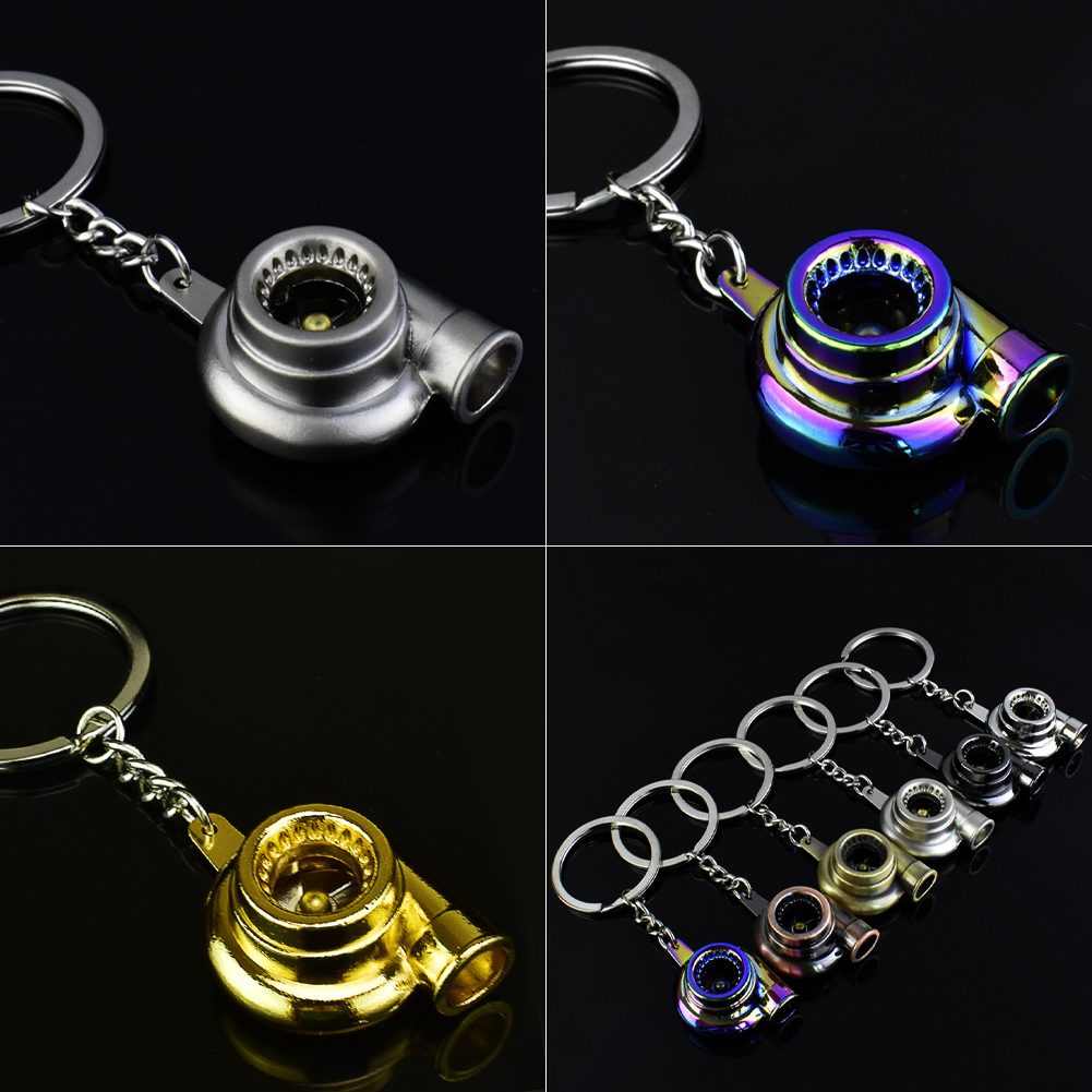 New Mini Turbo Turbocharger Keychain Spinning Turbine Key Ring Metal Keyring Car Styling