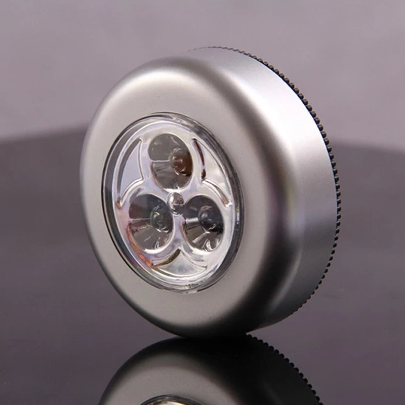 3LED Touch Lamp Pat Lights Car Ceiling Wall  Cabinet Light Round Battery Powered Stick Tap Touch Light Click Lamp