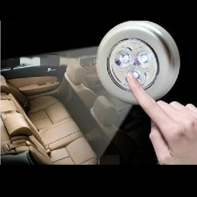 3LED Touch Lamp Pat Lights Car Ceiling Wall  Cabinet Light Round Battery Powered Stick Tap Touch Light Click Lamp