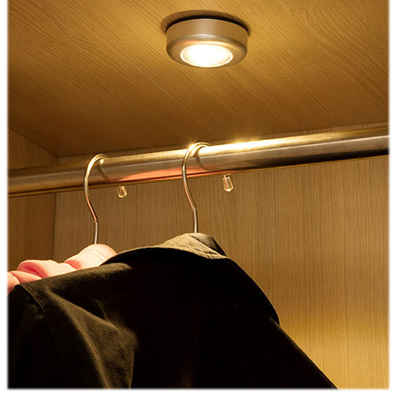 3LED Touch Lamp Pat Lights Car Ceiling Wall  Cabinet Light Round Battery Powered Stick Tap Touch Light Click Lamp