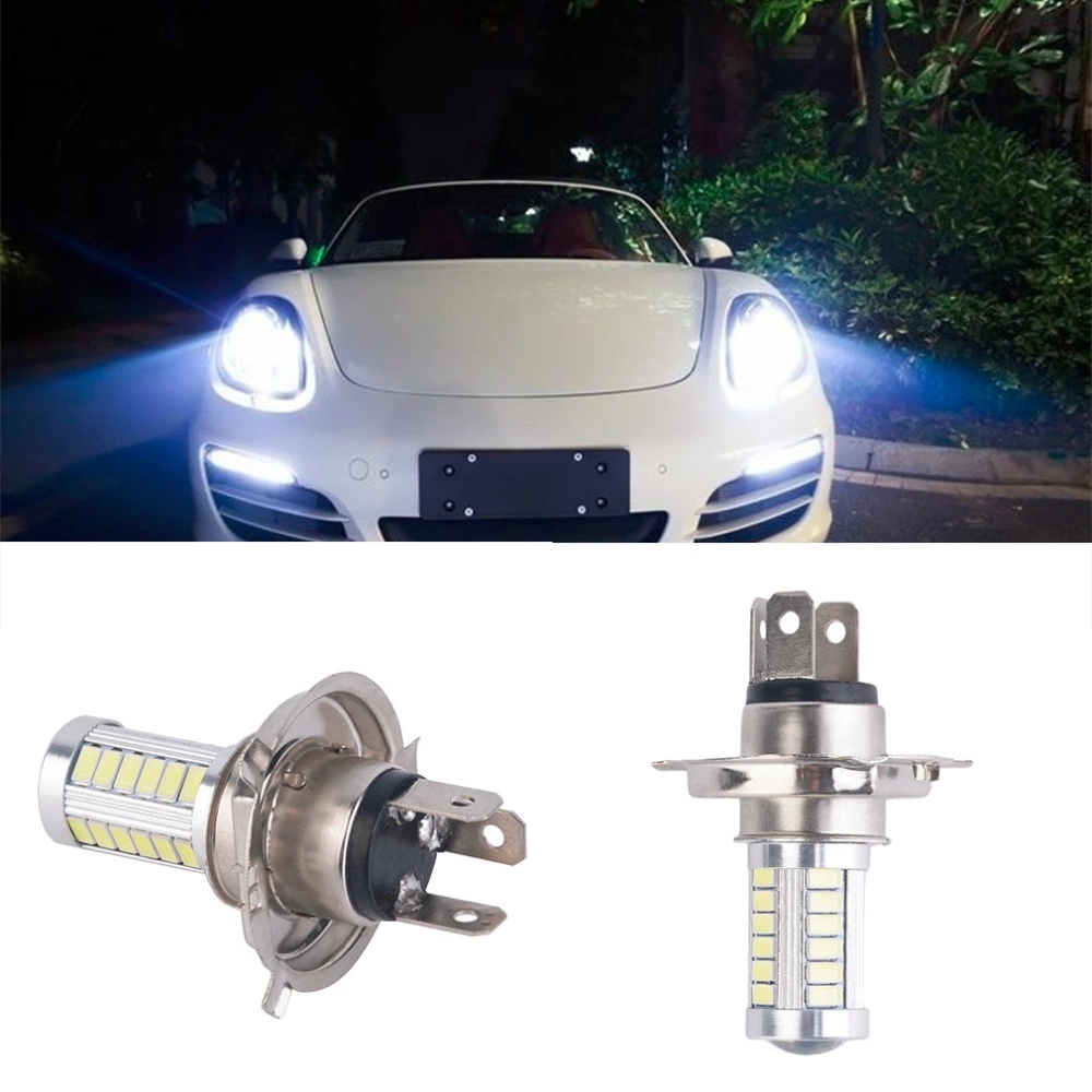 1 Pair  H4 33SMD LED Motorcycle Headlight Bulbs 800LM 6500K Led Moto Motorbike Daytime Running Light Car Light