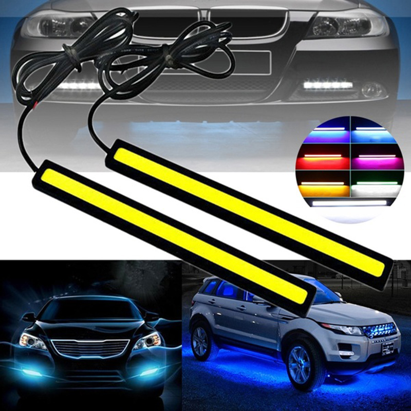 2Pcs Car LED Strip Light Waterproof Daytime Running Light DC12V DRL COB LED Strip Light Bar LED Turn Signal Light