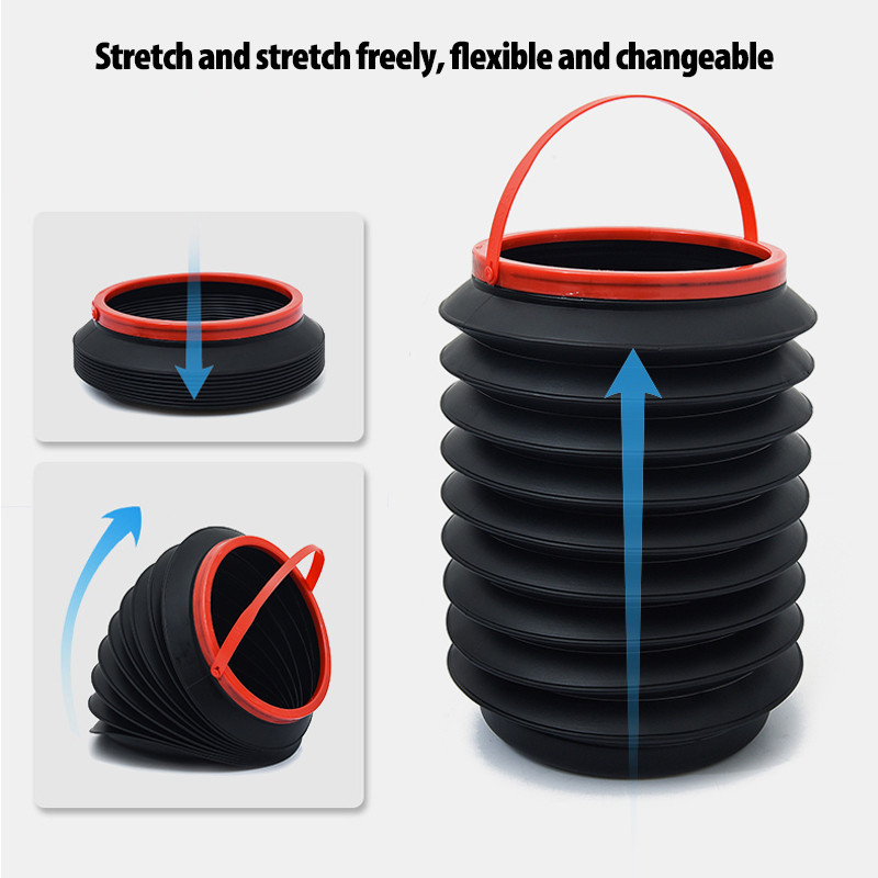 1 X 4L Car Trash Bin Automobile Wash Telescopic Storage Bucket Folding Rubbish Organizer Garbage Can Universal Black