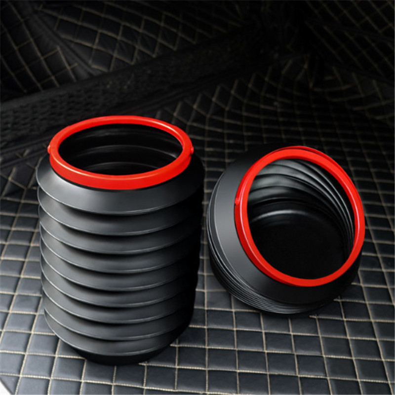 1 X 4L Car Trash Bin Automobile Wash Telescopic Storage Bucket Folding Rubbish Organizer Garbage Can Universal Black