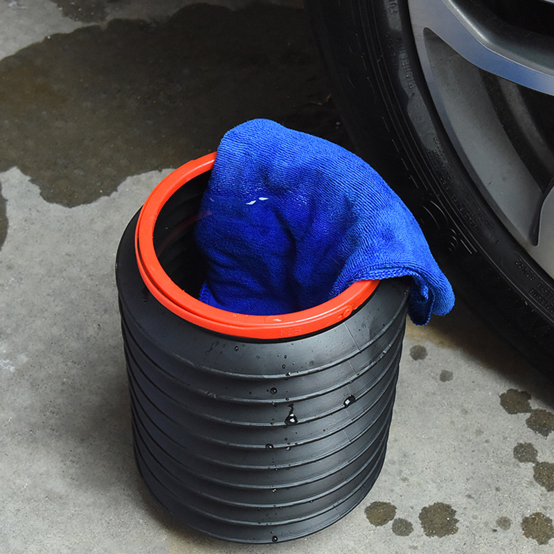 1 X 4L Car Trash Bin Automobile Wash Telescopic Storage Bucket Folding Rubbish Organizer Garbage Can Universal Black