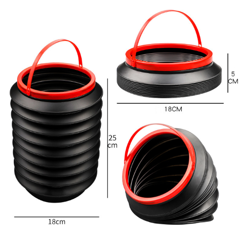 1 X 4L Car Trash Bin Automobile Wash Telescopic Storage Bucket Folding Rubbish Organizer Garbage Can Universal Black