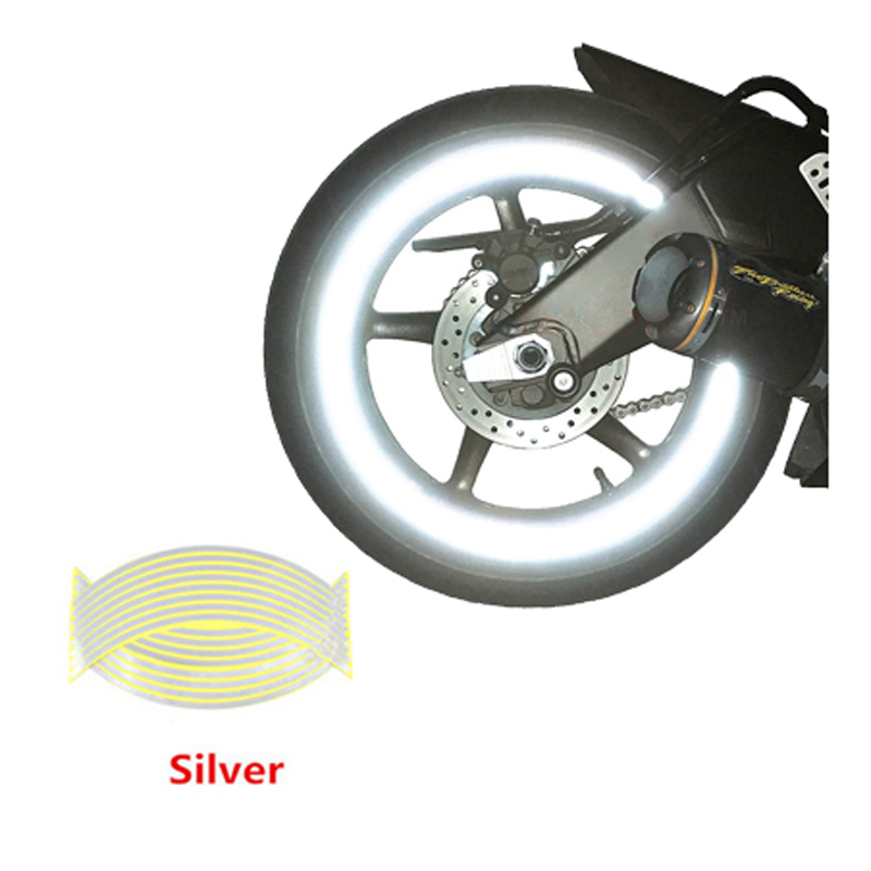 16 Reflective Scooter Bike Motorcycle Stickers 18" Auto Car Wheel Rim Tapes Moto Bandes de Jantefor Yamaha Honda Harley Suzuki