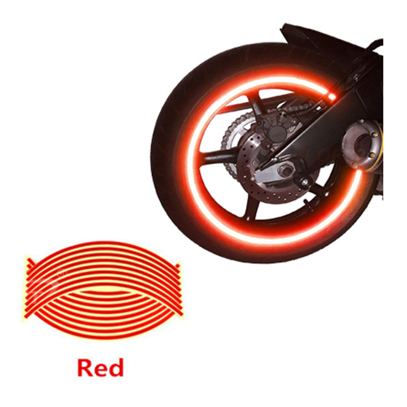 16 Reflective Scooter Bike Motorcycle Stickers 18" Auto Car Wheel Rim Tapes Moto Bandes de Jantefor Yamaha Honda Harley Suzuki