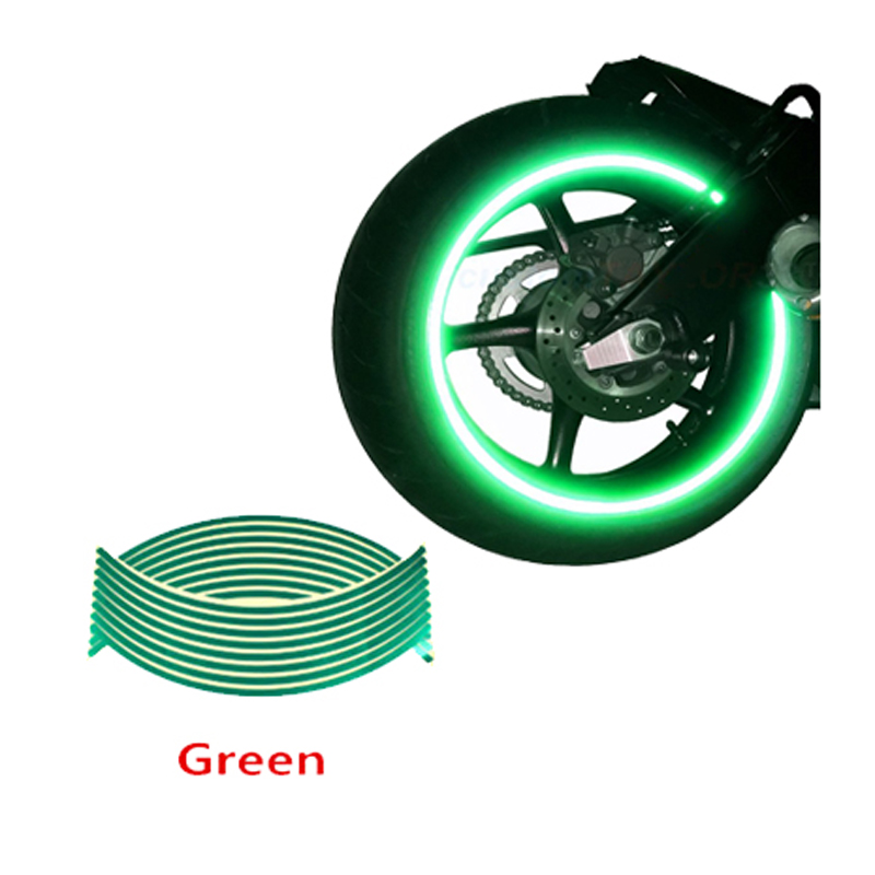 16 Reflective Scooter Bike Motorcycle Stickers 18" Auto Car Wheel Rim Tapes Moto Bandes de Jantefor Yamaha Honda Harley Suzuki