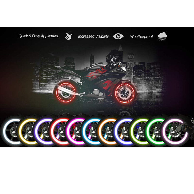16 Reflective Scooter Bike Motorcycle Stickers 18" Auto Car Wheel Rim Tapes Moto Bandes de Jantefor Yamaha Honda Harley Suzuki