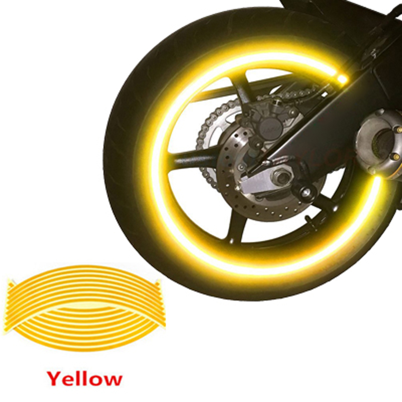 16 Reflective Scooter Bike Motorcycle Stickers 18" Auto Car Wheel Rim Tapes Moto Bandes de Jantefor Yamaha Honda Harley Suzuki
