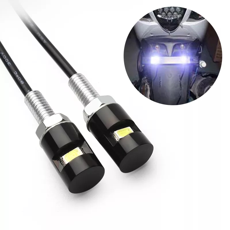 New  Universal  1 Pair White LED Car Motorcycle  Styling License Plate lamp 12V Car LED License Plate Bolt Lights