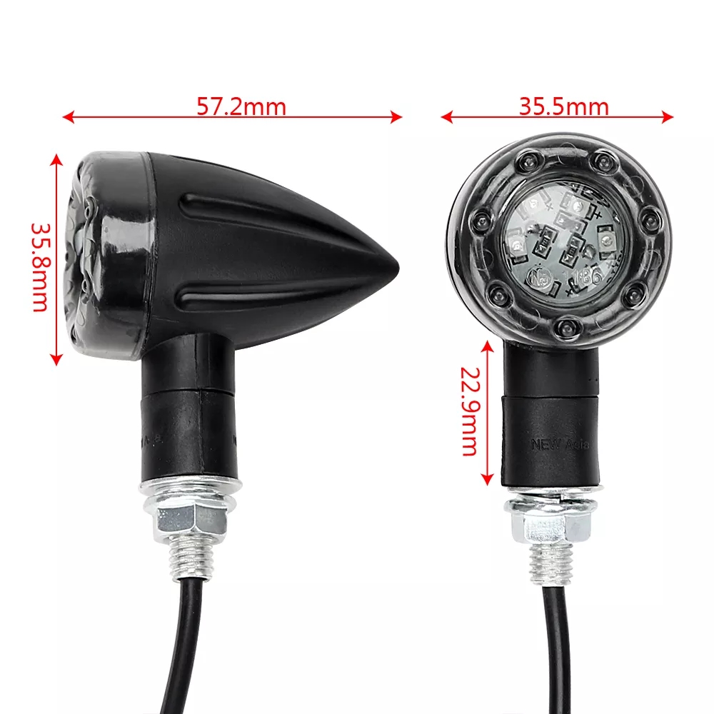 1 pair Indicator Lamp for Motorcycle Lighting Turn Signal Lights Amber and Red Motorcycle Flasher Brake Stop Light