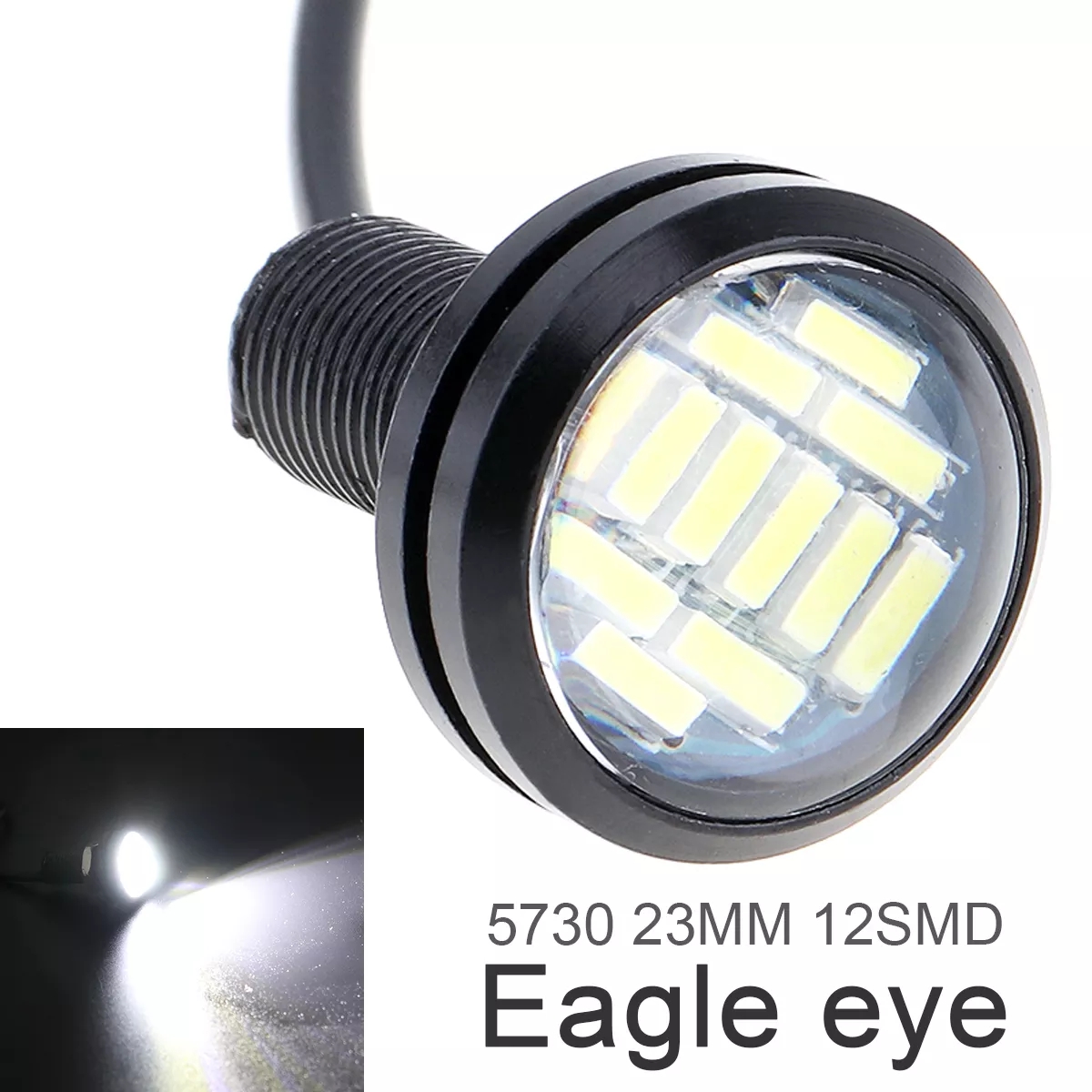 1 Pair 12V 18W Eagle Eye LED 23mm Hawkeye Reverse Backup Light White Car Fog Round DRL Bulb Reverse Parking Signal Lamp