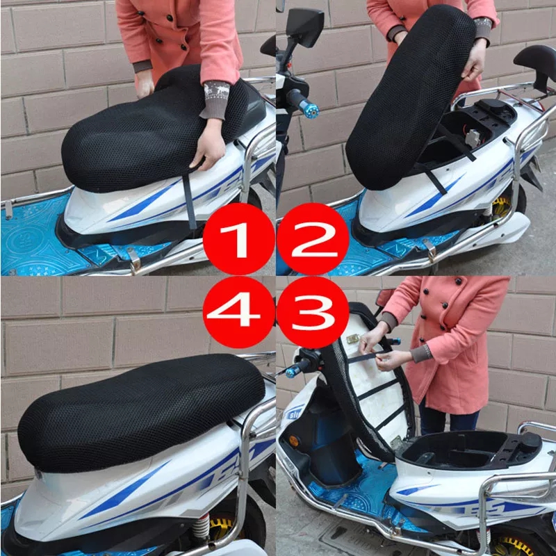 Universal Motorcycle Protecting Cushion Seat Cover Net 3D Mesh Saddle Seat Cover Electric Bike Scooter Insulation Cushion Cover