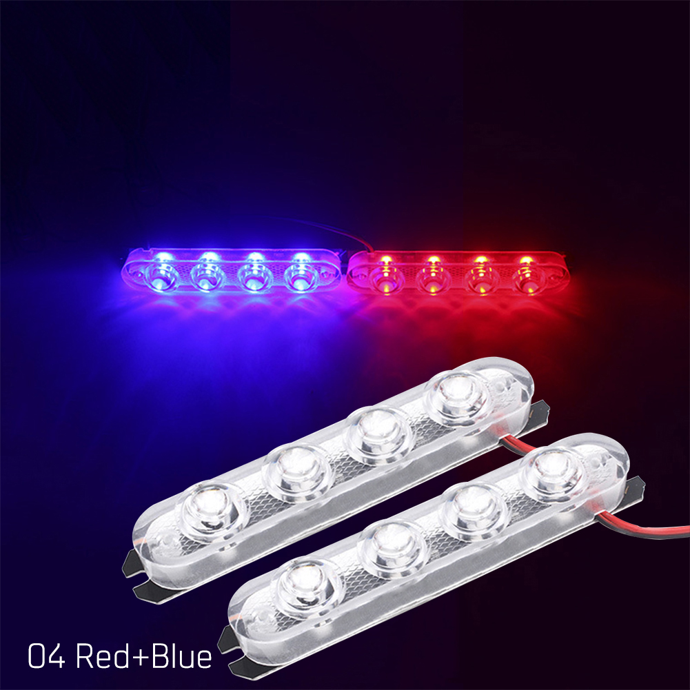 2PCS 4 LED DRL Light 12V Auto Strobe Warning Light Wireless Remote Car Truck Light Flashing Firemen Lights