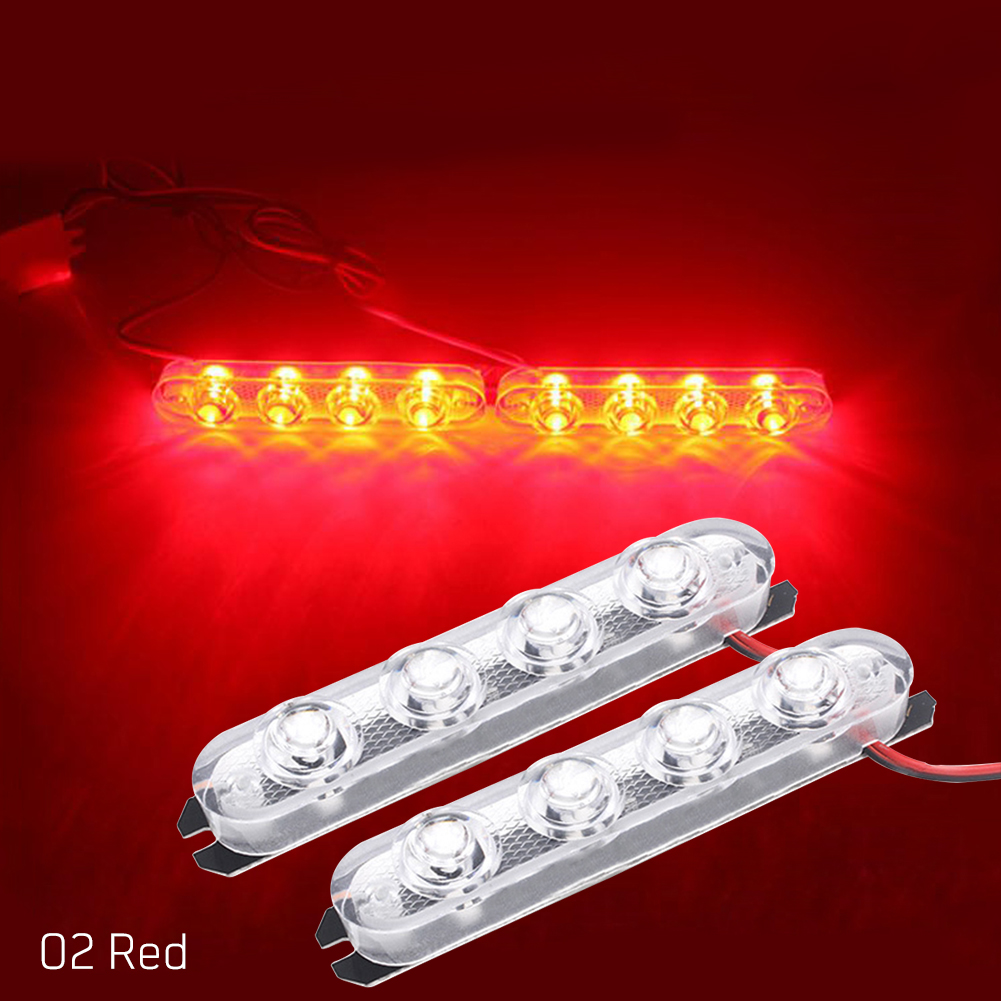 2PCS 4 LED DRL Light 12V Auto Strobe Warning Light Wireless Remote Car Truck Light Flashing Firemen Lights