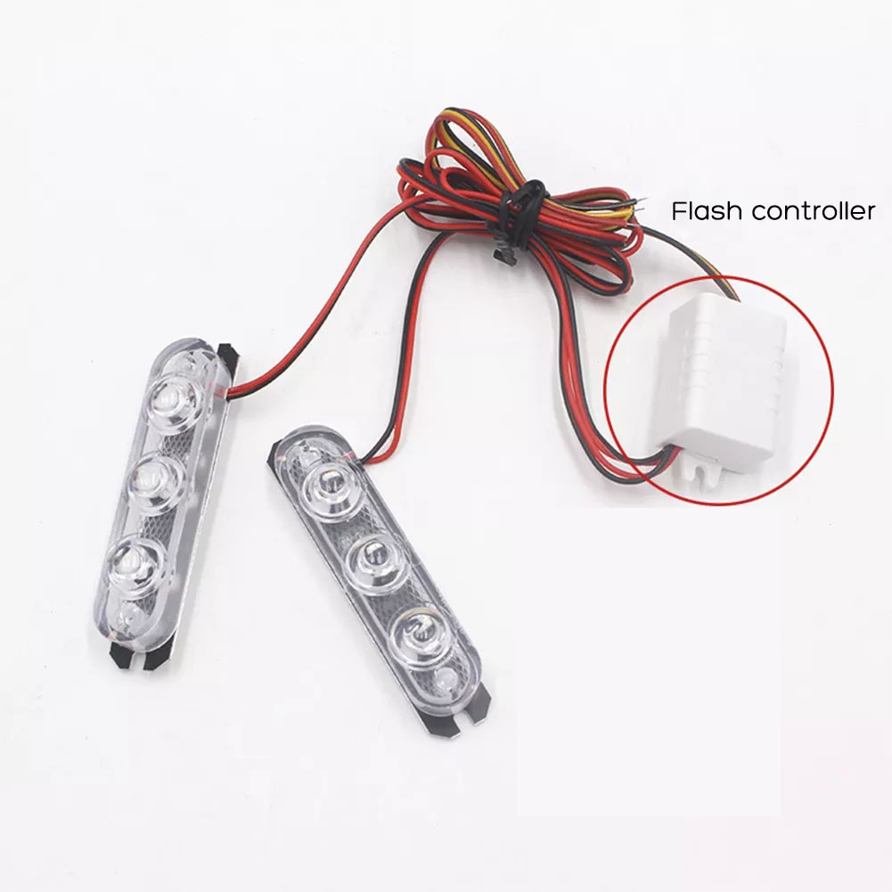 1Pair  3 LED DRL Ambulance Police Light 12V Auto Strobe Warning Light Wireless Remote Car Truck Light Flashing Firemen Lights