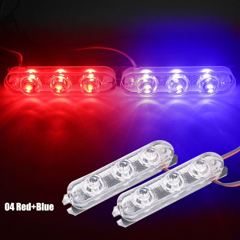 1Pair  3 LED DRL Ambulance Police Light 12V Auto Strobe Warning Light Wireless Remote Car Truck Light Flashing Firemen Lights