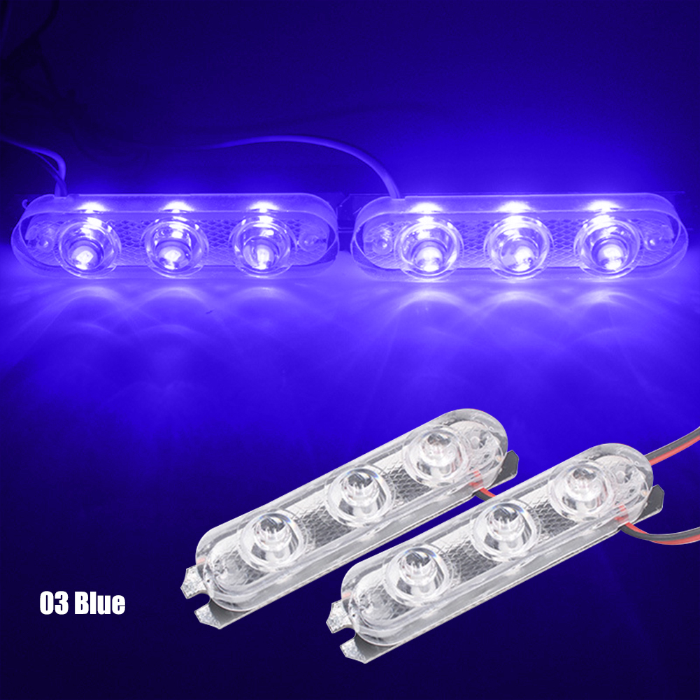 1Pair  3 LED DRL Ambulance Police Light 12V Auto Strobe Warning Light Wireless Remote Car Truck Light Flashing Firemen Lights