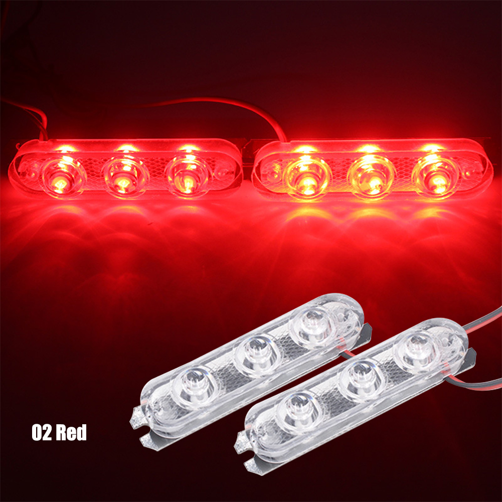 1Pair  3 LED DRL Ambulance Police Light 12V Auto Strobe Warning Light Wireless Remote Car Truck Light Flashing Firemen Lights