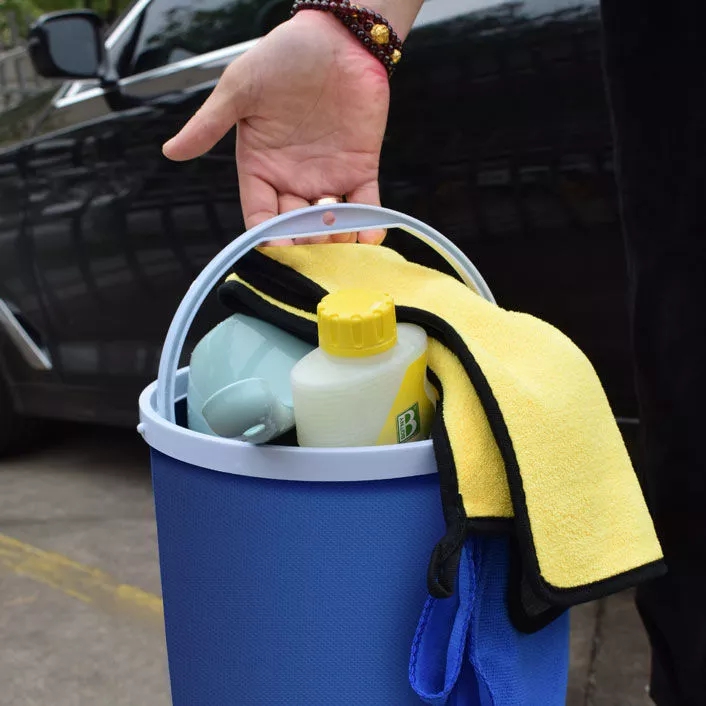 New Thickened Waterproof Portable Folding Bucket 9L Automobile Cleaning Outdoor Camping Fishing Storage Bucket
