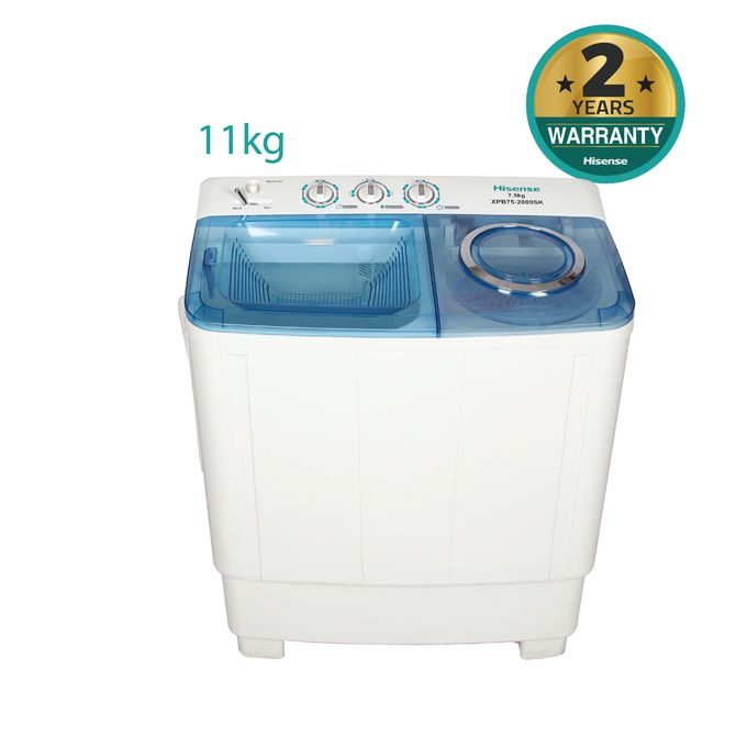 Hisense Washing Machine 11kg Twin Tub,Semi-Automatic- White+2-year warranty