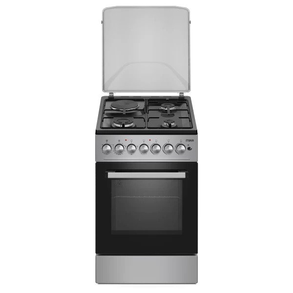 MIKA FREE Standing Cooker, 50cmx60 cm, 3 Gas Burner + 1 Electric Plate & Electric Oven+1 YEAR WARRANTY