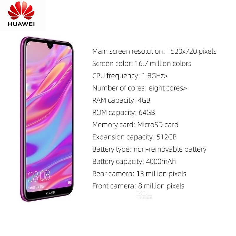 Refurbished Huawei Enjoy 9 Smart Phone 4+64G with fingerprint unlocking 6.26 inches support 2G/3G/4G network dual card