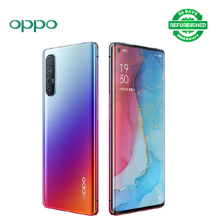 Refurbished OPPO Reno3 256GB+8GB Smart Phone Unlock 6.4inch 2G/3G/4G LTE  64MP+8MP+2MP+2MP+32MP Camera Single Sim less than 4025mAh Phones