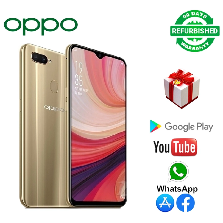 Refurbished OPPO A7 128GB+6GB Smart Phone Unlock 6.2inch 2G/3G/4G LTE  13MP+2MP+8MP Camera dual Sim less than 4320 mAh Phones