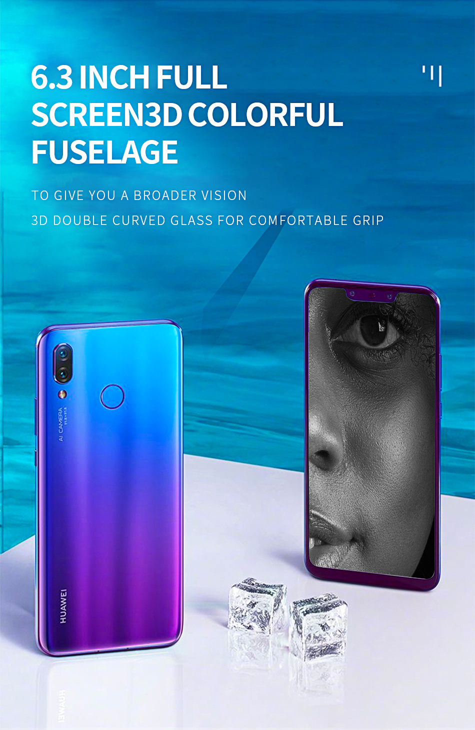 Refurbished Huawei nova3 Smart Phone 6G+128G with fingerprint unlock 6.3 inch support 2G/3G/4G network dual card