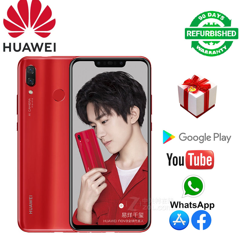 Refurbished Huawei nova3 Smart Phone 6G+128G with fingerprint unlock 6.3 inch support 2G/3G/4G network dual card