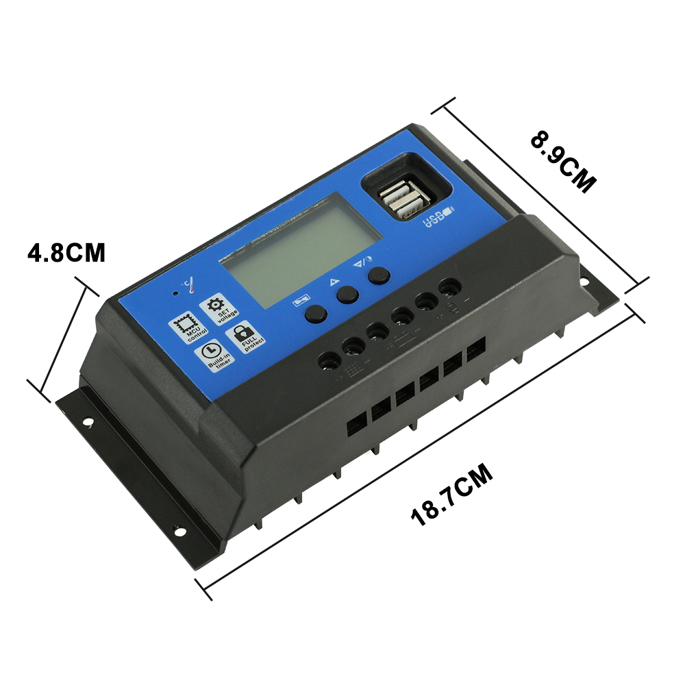 MPPT Solar Charge Controller PWM 100A 60A 50A 40A 30A 20A 10A Solar Power Regulator 12V 24V Auto Dual USB LCD Display Load Discharger