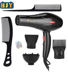 【Newest arrival】2200W Professional Hair Dryer with Diffuser& Concentrator Nozzles Negative Ions Hair Blower Styling Tools with Hot Cold Wind Black one size