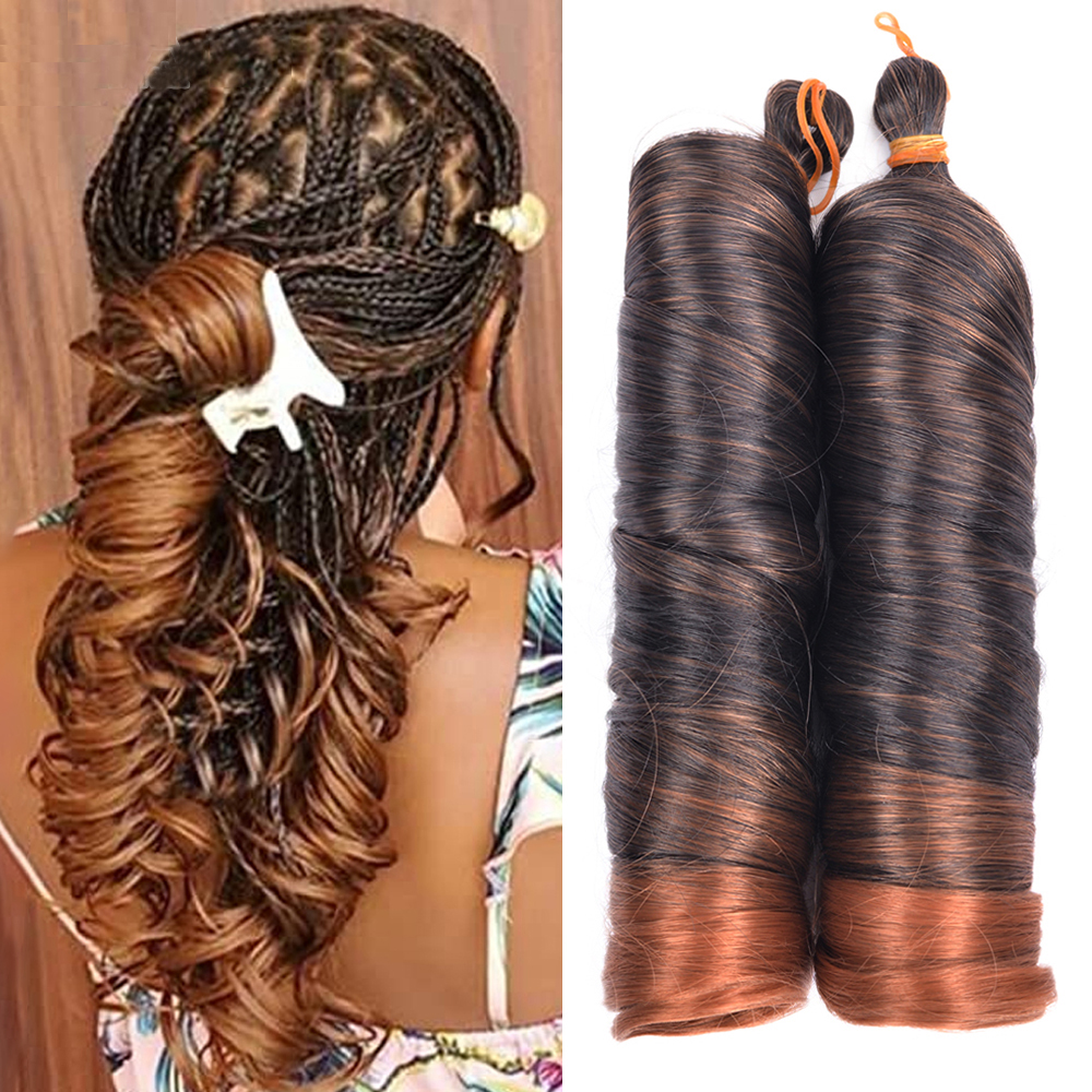 Curls Braiding Hair 24Inch Synthetic Spiral Curls Braids Hair Extensions For Women Pre Stretched Loose Wave Braiding Hair