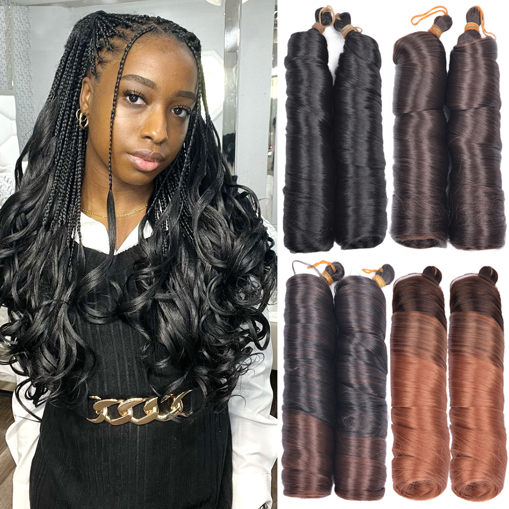 Curls Braiding Hair 24Inch Synthetic Spiral Curls Braids Hair Extensions For Women Pre Stretched Loose Wave Braiding Hair