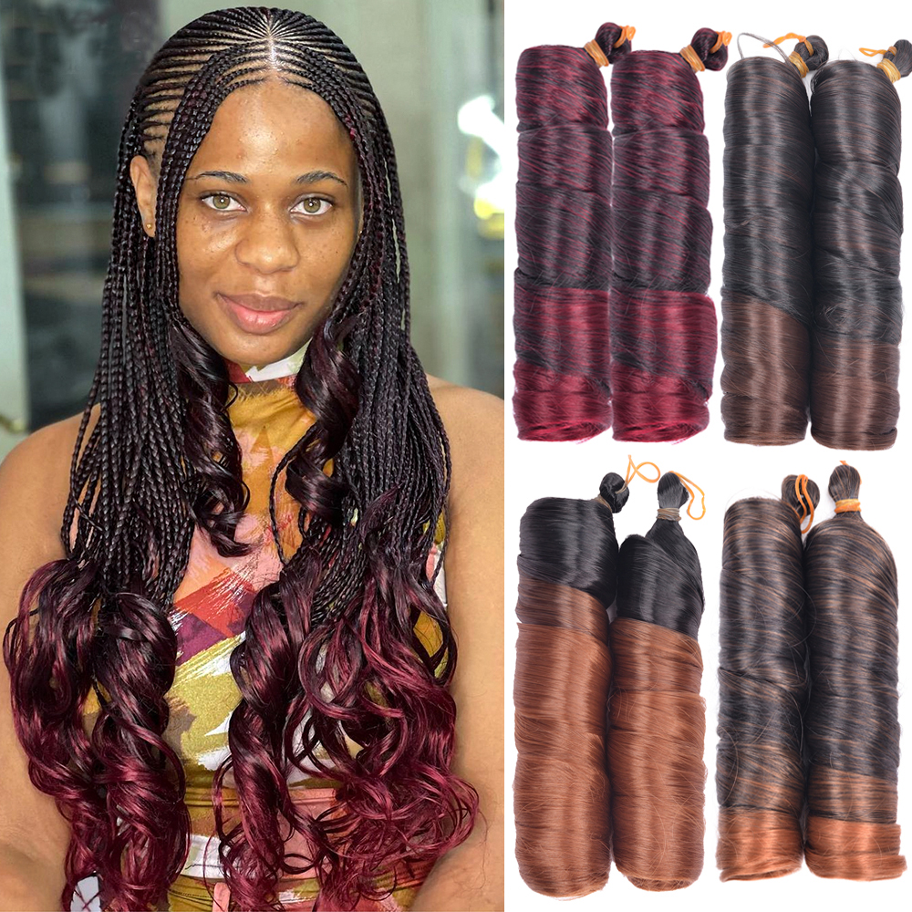 Curls Braiding Hair 24Inch Synthetic Spiral Curls Braids Hair Extensions For Women Pre Stretched Loose Wave Braiding Hair