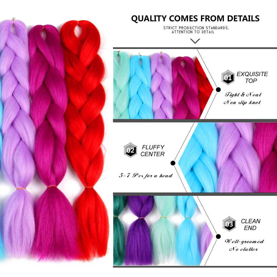 Synthetic Braiding Hair 24 Inch Jumbo Braid Ombre Jumbo Hair Extension for Women DIY Hair Braids