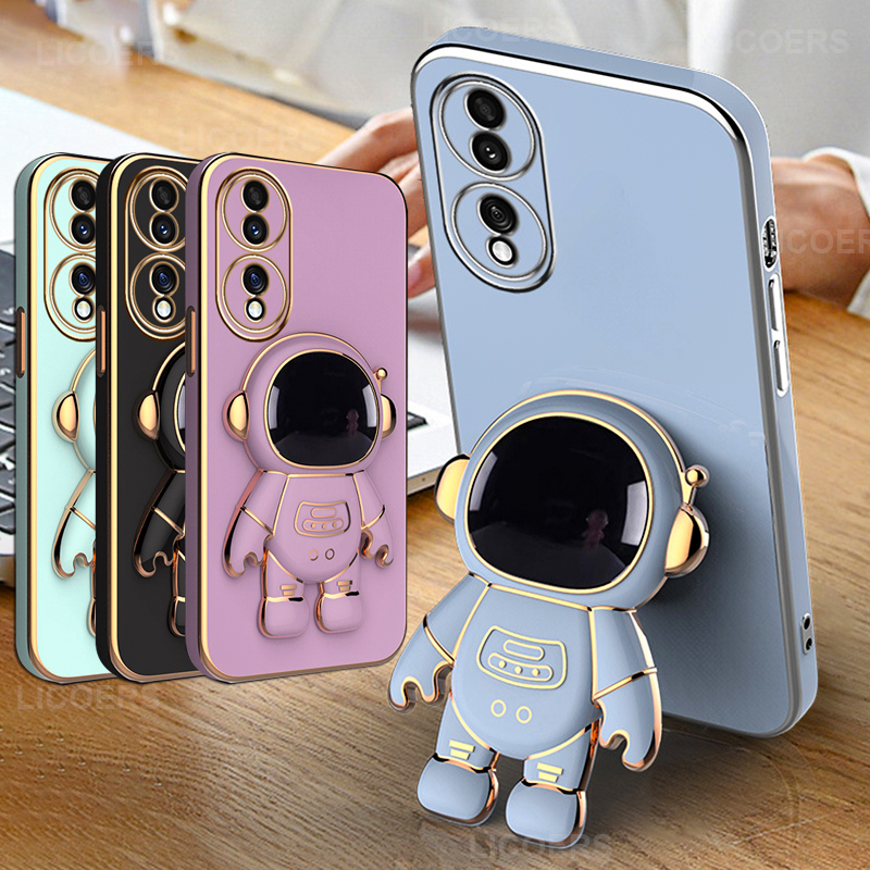 Space Holder Case for Iphone 11 12 13 14 Huawei P50 P40 P30 P20 Pro Lite Honor 70 X8 X9 X7 Nova 10 9 8 Enjoy 50 Cover Plated Astronaut Stand Shell
