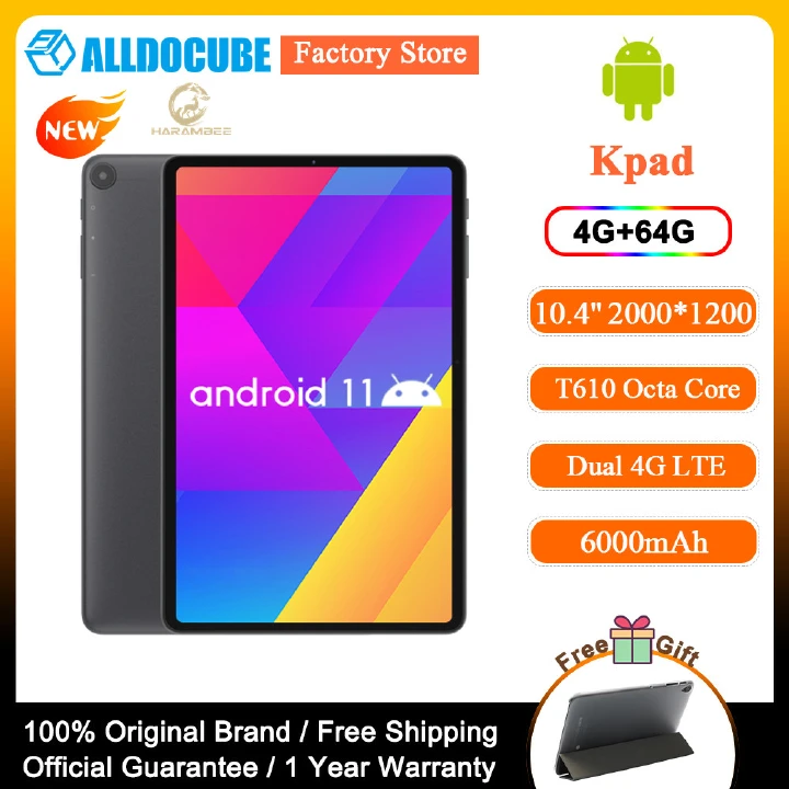 Harambee 2022 Newest ALLDOCUBE kPad 10.4'' Tablet PC Android 11 2K 2000x1200 Screen 4GB RAM 64GB ROM UNISOC T610 Octa Core 4G LTE Dual Wifi